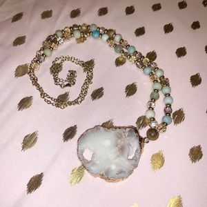 Francesca’s Crystal Sparkle Bead Gold Necklace